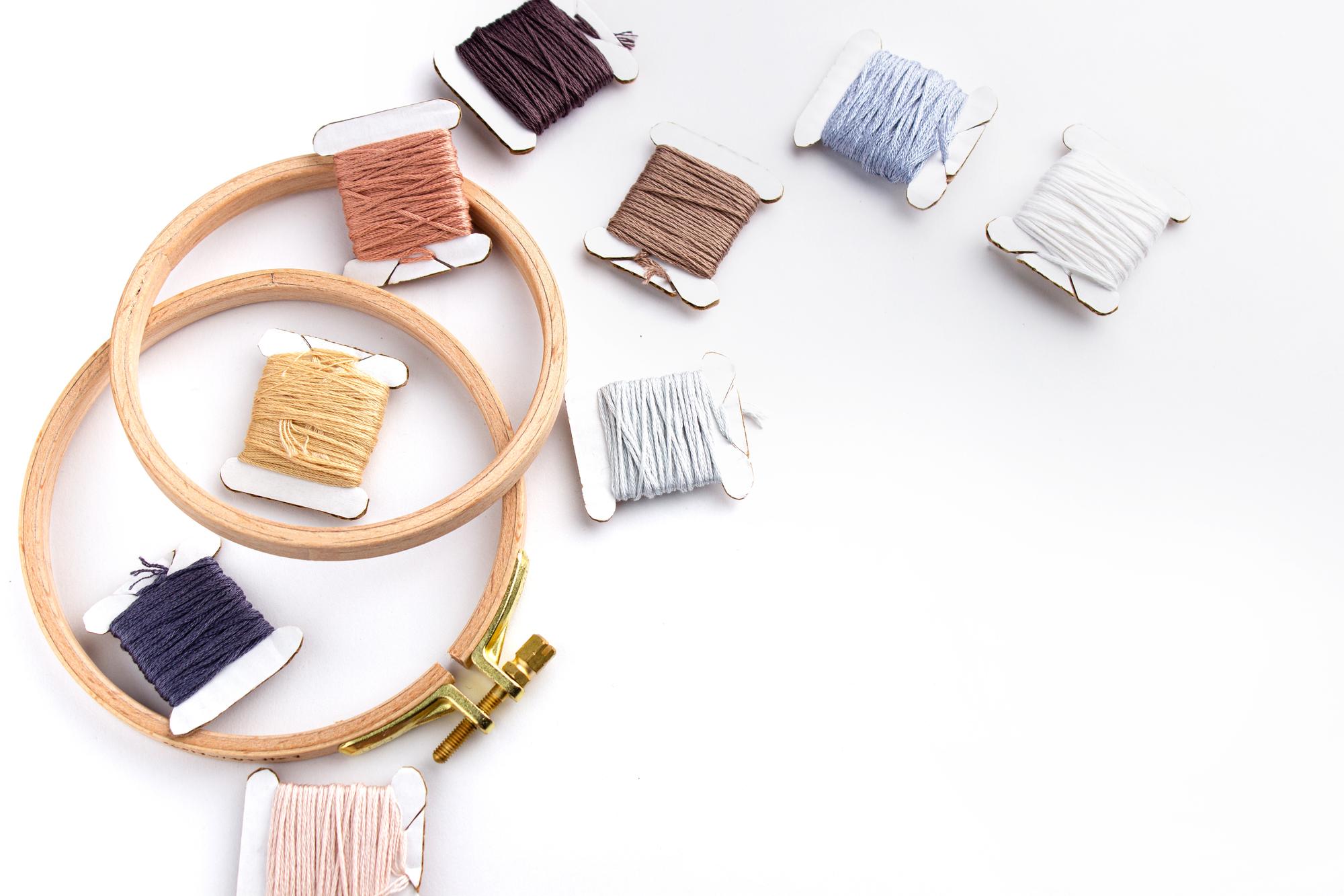 thread palette and sample swatches